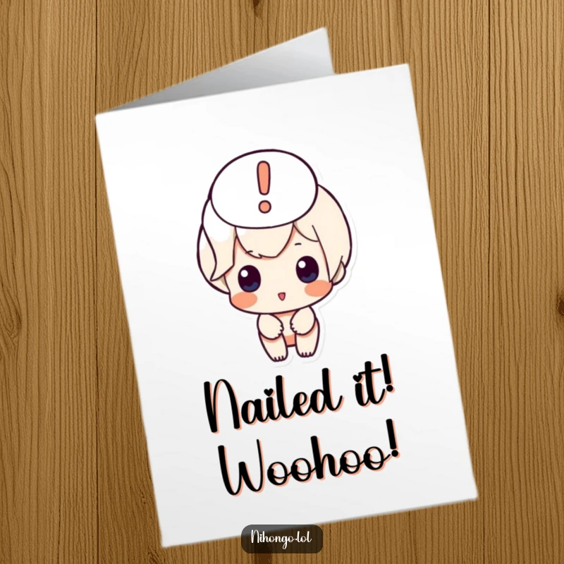 Funny Free Printable Congratulations Card: A lively character shouts '!' with pure excitement, perfect for any achievement.