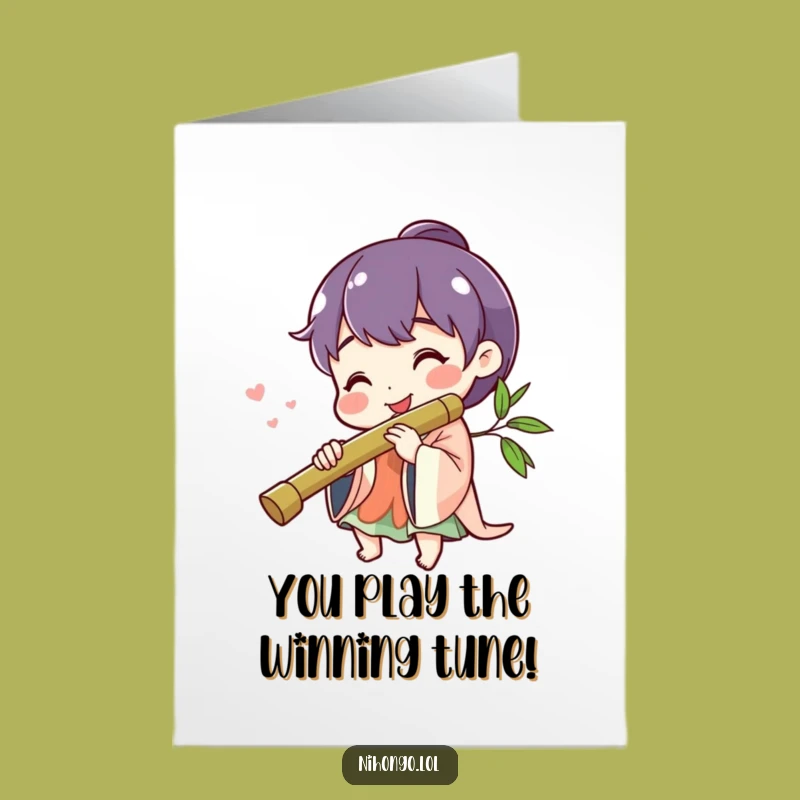 Free Printable Congrats Card: Happy Flute Player - Joyful Downloadable Celebration