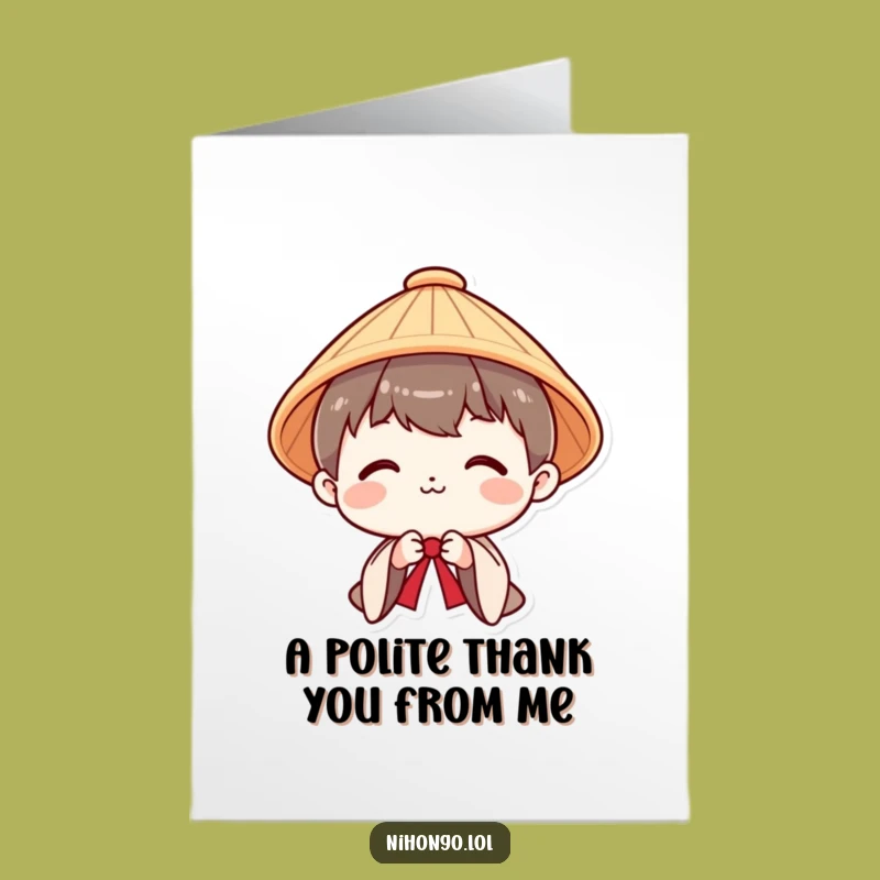 Free Printable Thank You Card: Polite Japanese Bow Funny Downloadable Gift