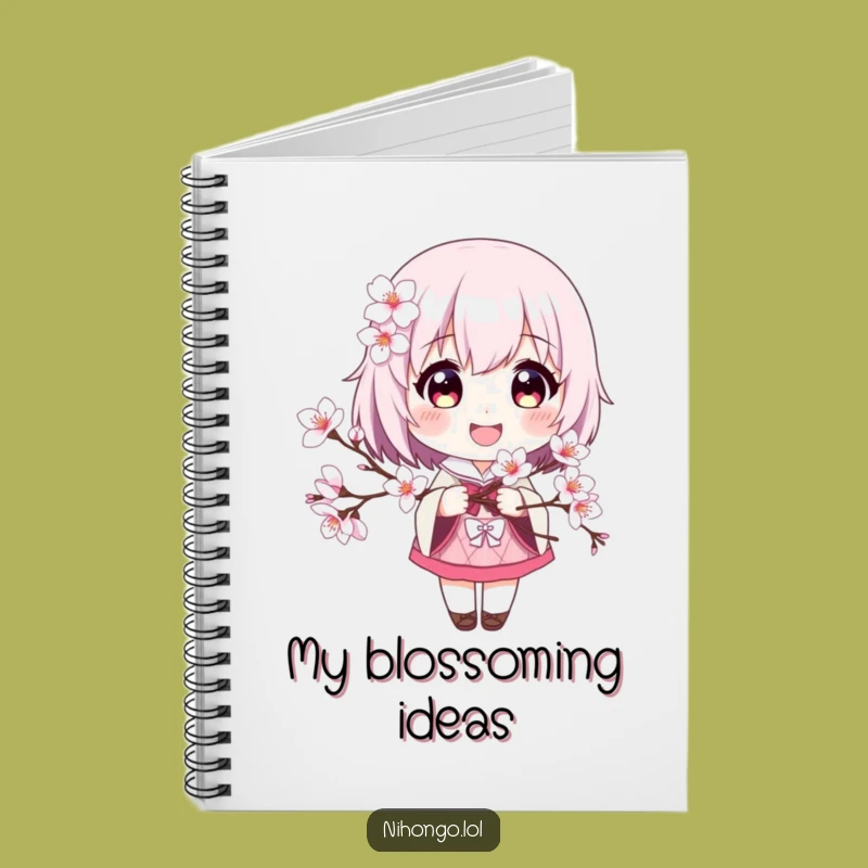 Funny Cherry Blossom Notebook: Smiling Character Journal for Creative Ideas Gift