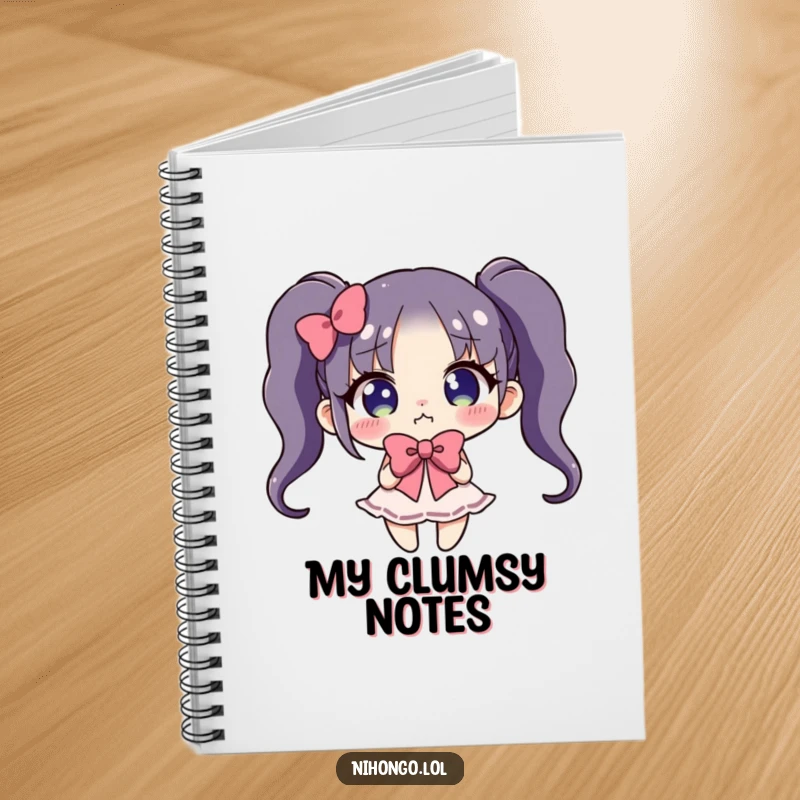 Funny notebook cover featuring a character doing a clumsy, exaggerated bow, perfect for jotting down thoughts and mishaps.