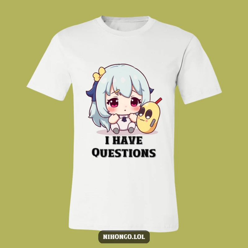 Funny T-Shirt: Bewildered Character Gazing at Strange Item, Hilarious Apparel for Gift