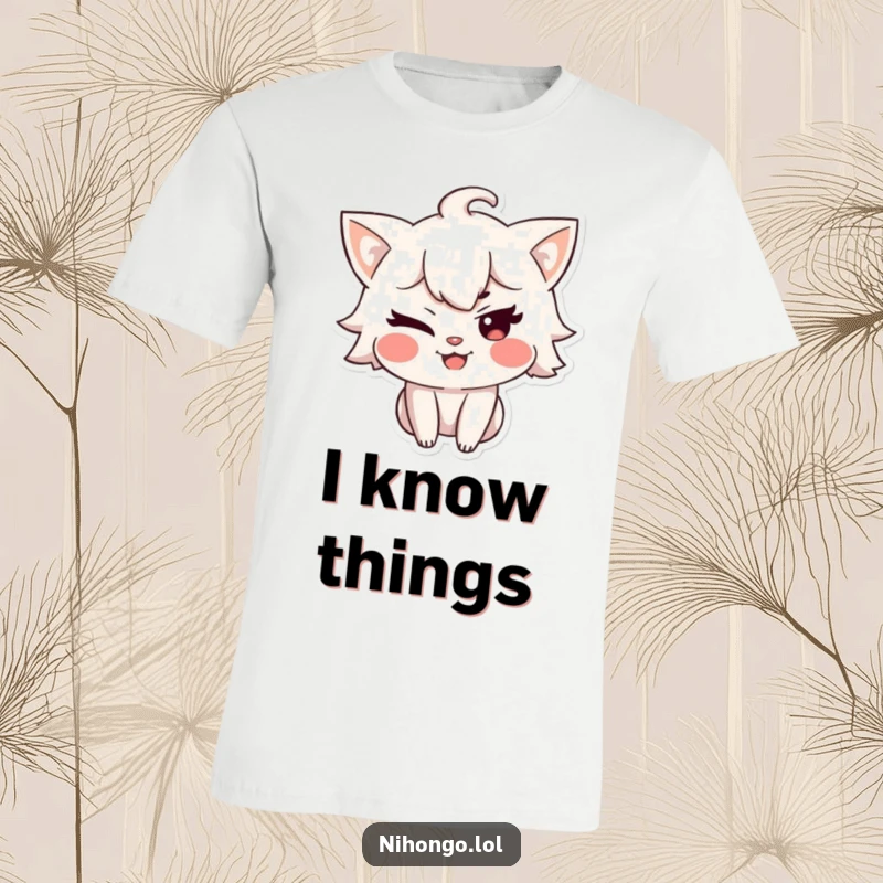 Funny t-shirt showcasing a character winking with a broad, mischievous grin, conveying a sense of playful conspiracy or knowing humor.