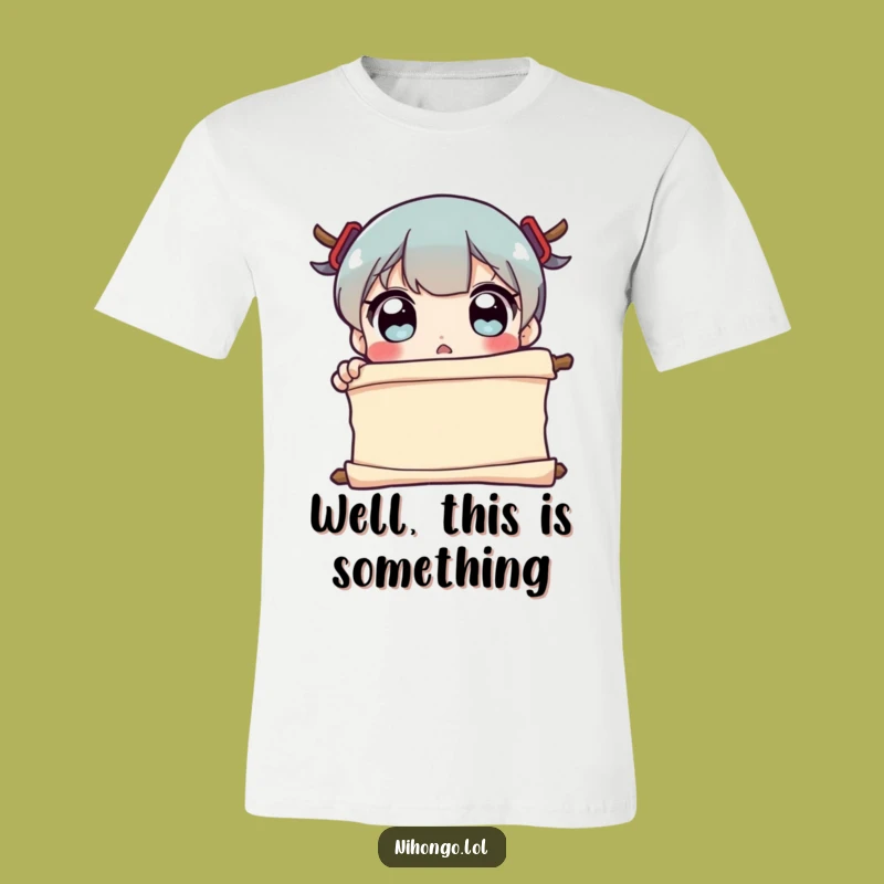 Funny Surprised Character T-Shirt - Shocking Scroll Tee for the Astonished