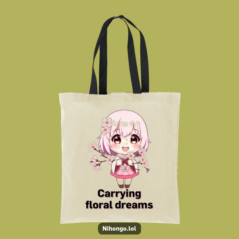 Funny Cherry Blossom Tote Bag: Stylish Character Accessory for Daily Errands