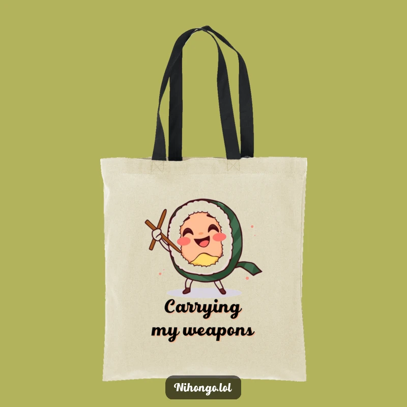 Funny Sushi Sword Dance Tote Bag: Comedic Roll's Style, A Chic Funny Gift