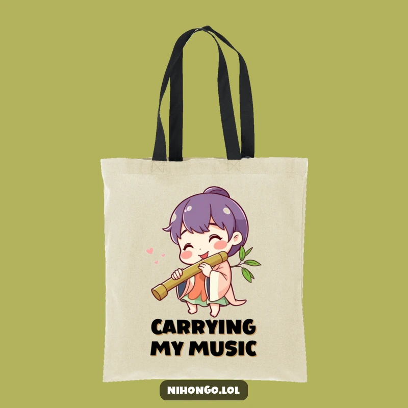 Funny Cheerful Flute Player Tote Bag: Carry Your Tunes with a Smile