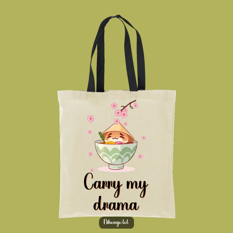 Funny Ramen Blossom Tote Bag: Conical Hat Bowl, Hilarious Shopping Gift for Foodies