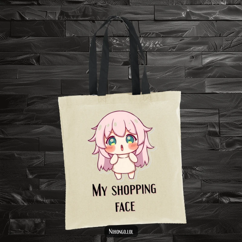 Funny tote bag featuring a character in a comically surprised pose, useful for carrying items and showing humorous shock.
