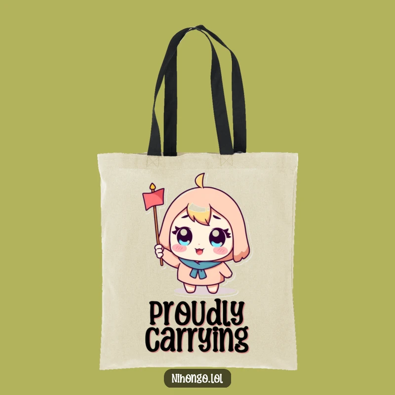 Funny Character Tote Bag: Carry Your Enthusiasm with this Waving Flag Design